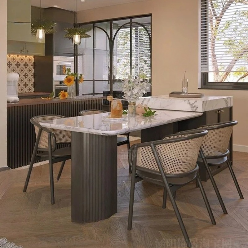 Outdoor Furniture One Piece - طاولة طعام متكاملة بتصميم جزيرة، عصرية