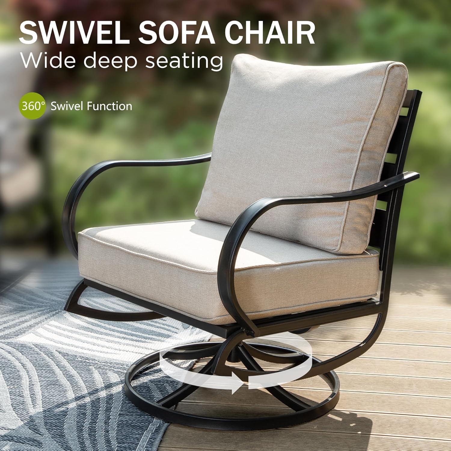 كرسي فناء دوار، طقم من قطعتين  - مراجعة Deck Chair Lounger وسعره