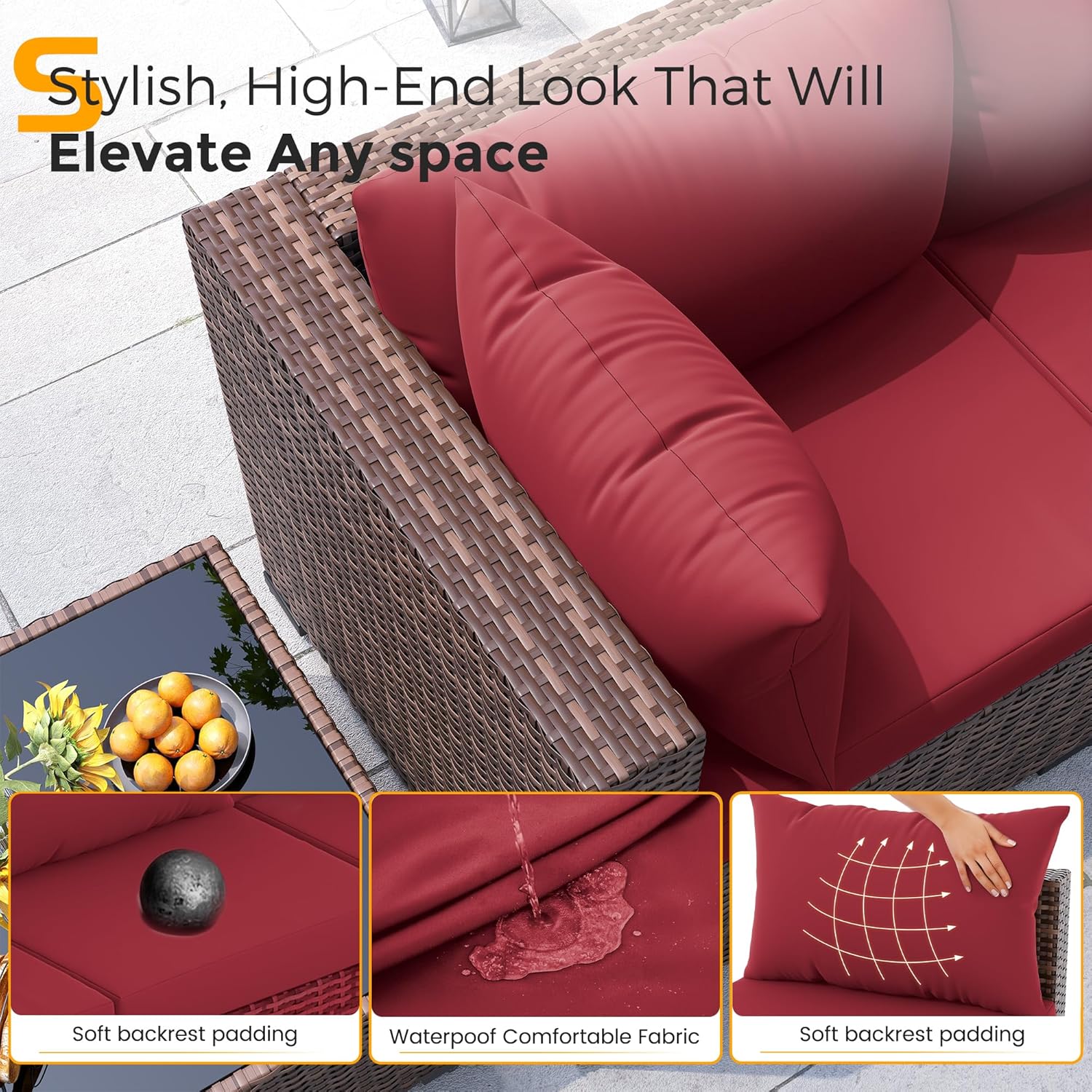 طقم أريكة من 8 قطع مصنوع من ال - مراجعة Outdoor Furniture Fire Pit Set وسعره