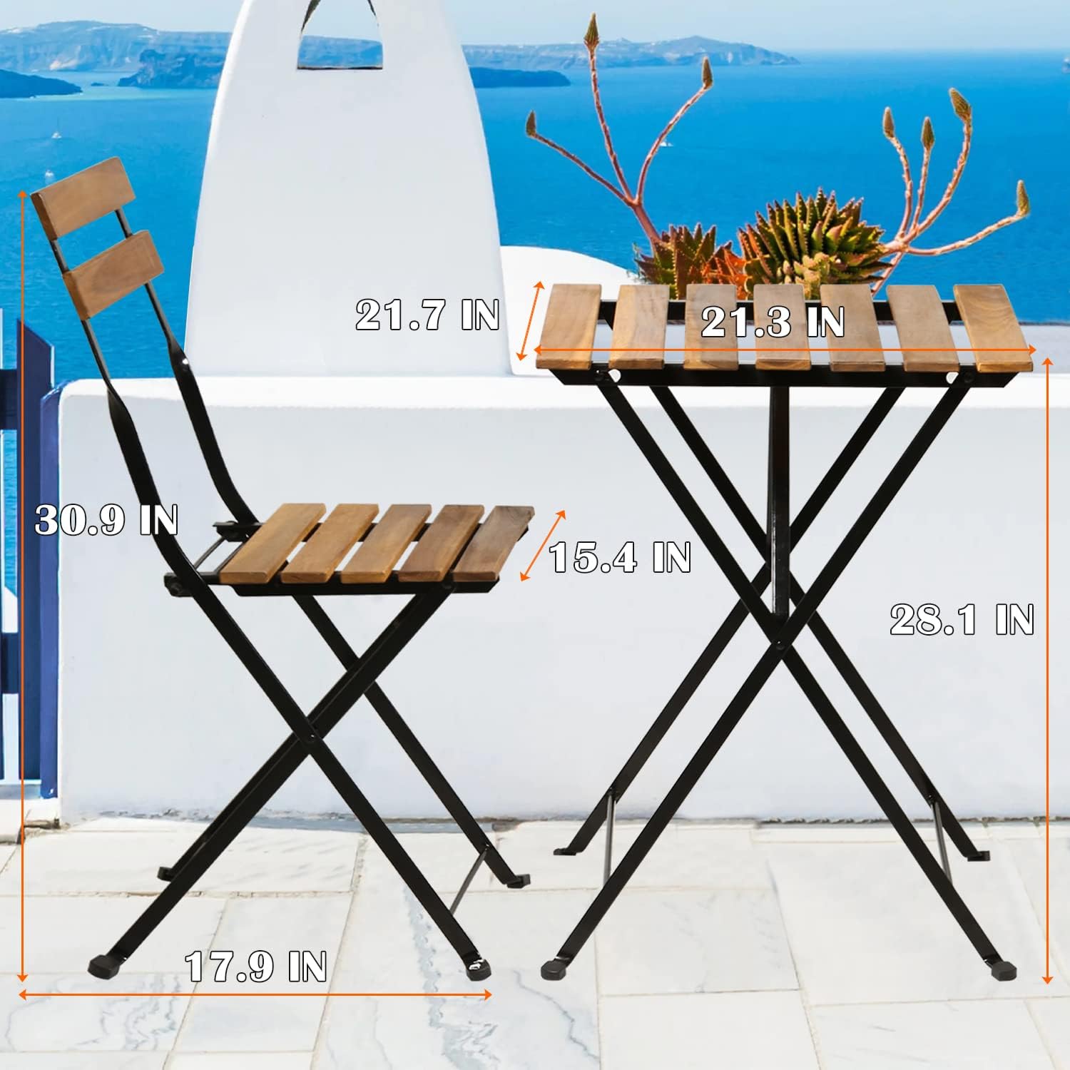 طقم بيسترو خشبي طبيعي قابل للط - مراجعة Outdoor Furniture One Piece وسعره