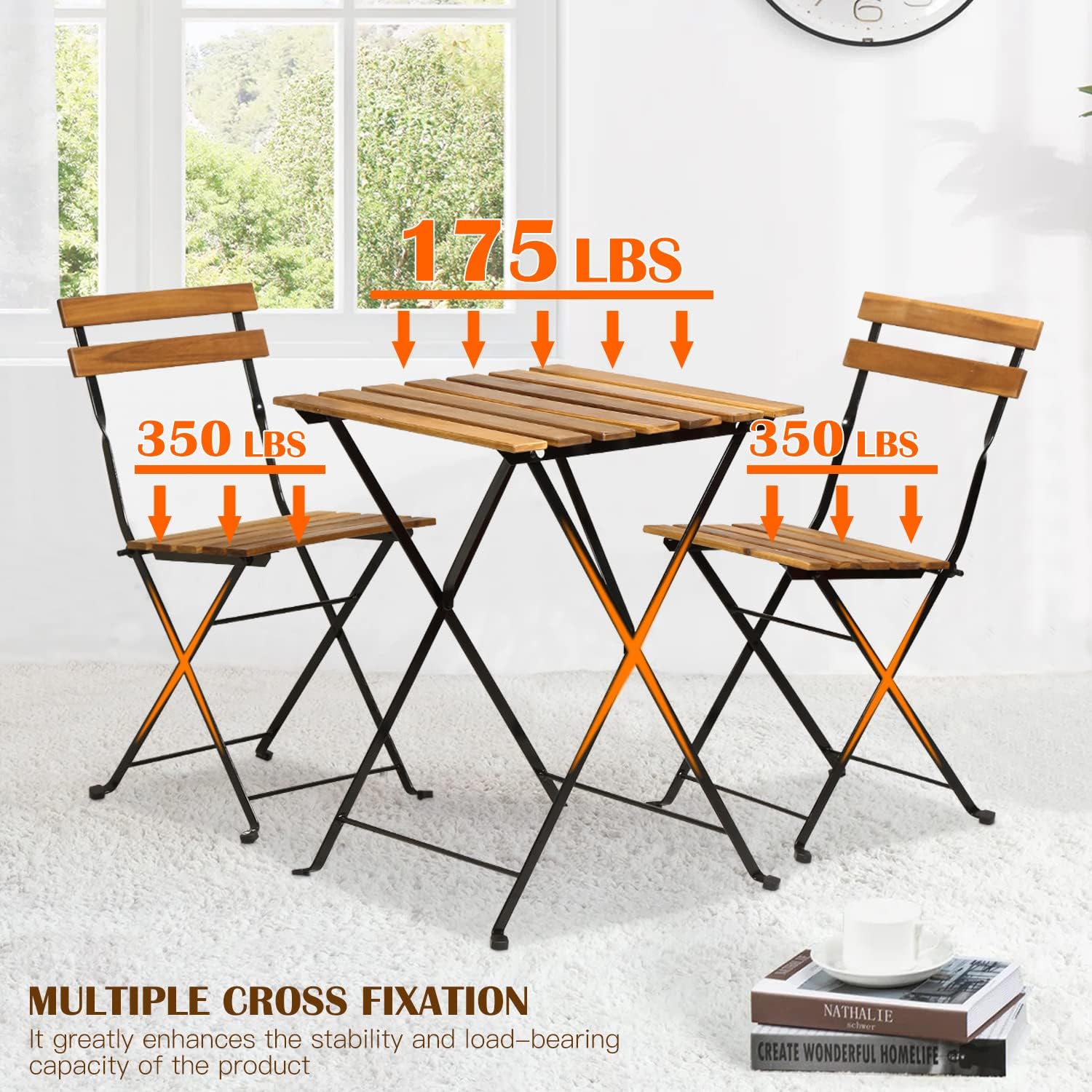 طقم بيسترو خشبي طبيعي قابل للط - مراجعة Outdoor Furniture One Piece وسعره