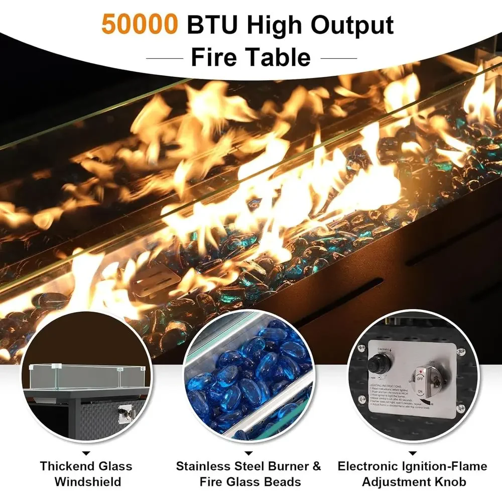 طقم أثاث فناء من 8 قطع مع طاول - مراجعة Outdoor Furniture Fire Pit Set وسعره