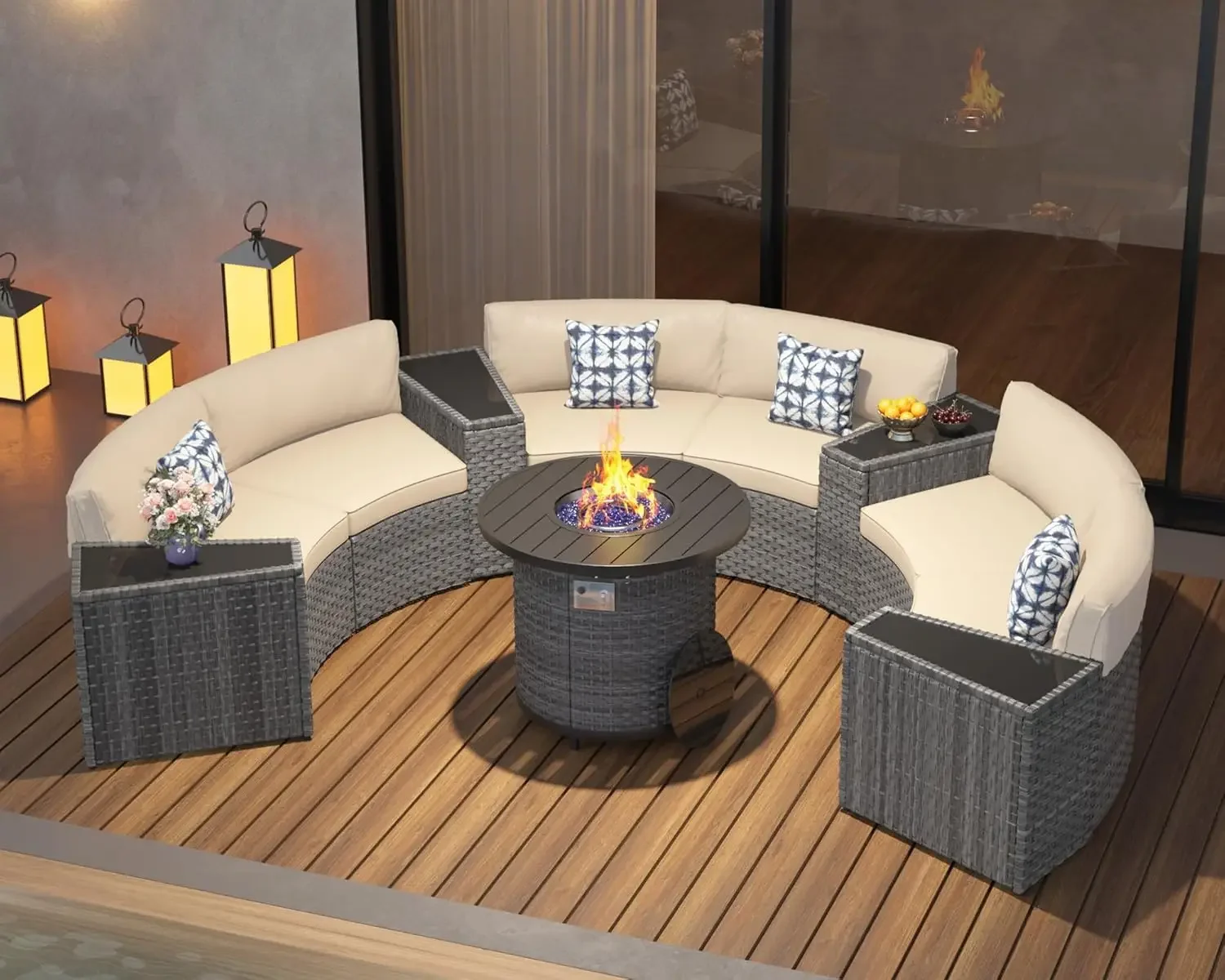 مجموعة أثاث الفناء مع طاولة حف - مراجعة Outdoor Furniture Fire Pit Set وسعره