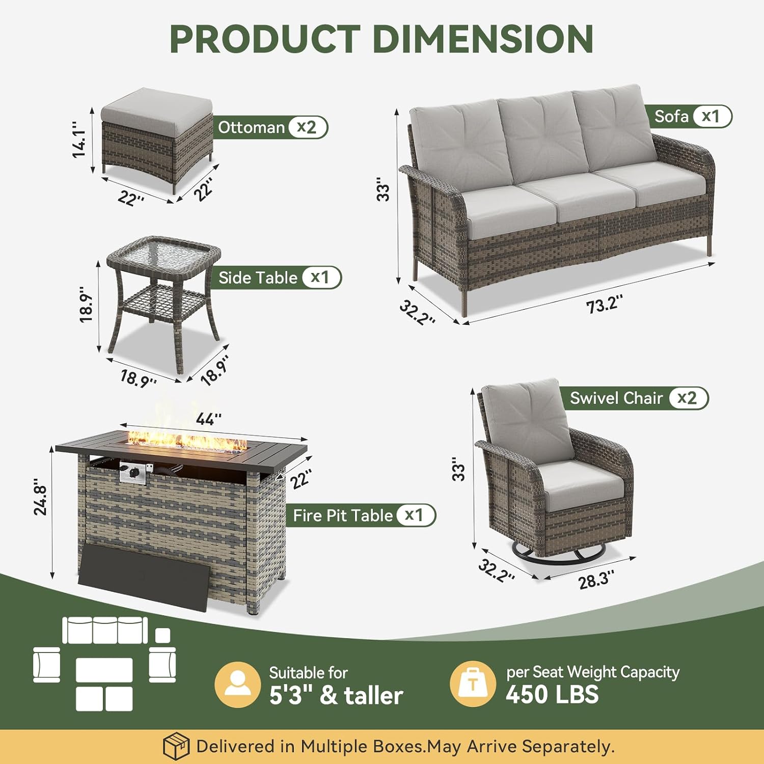 طقم أثاث خارجي من الخوص مكون م - مراجعة Outdoor Furniture Fire Pit Set وسعره