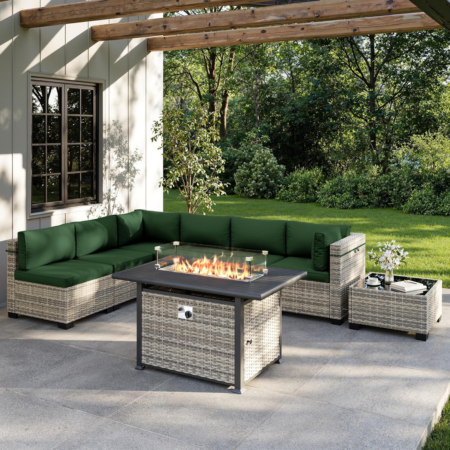 طقم أثاث خارجي مكون من 8 قطع م - مراجعة Outdoor Furniture Fire Pit Set وسعره